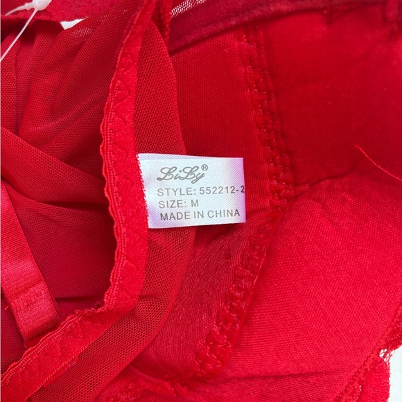 Lily  Red Lace-Up Sheer Top - Picture 12 of 15